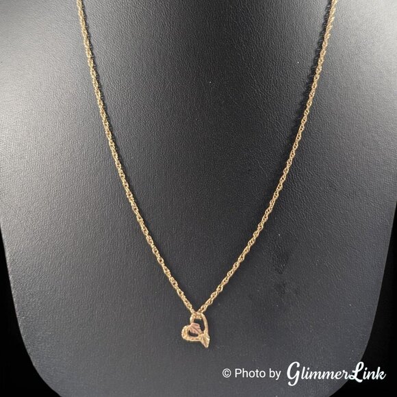 Vintage Stamper SBHG 10K Heart Leaf Dainty Pendant & Gold Filled Chain - Picture 5 of 11